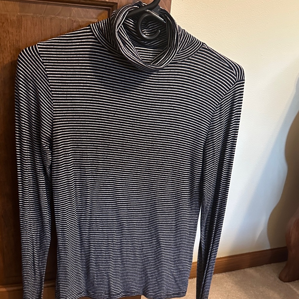 Striped navy blue and White Turtleneck